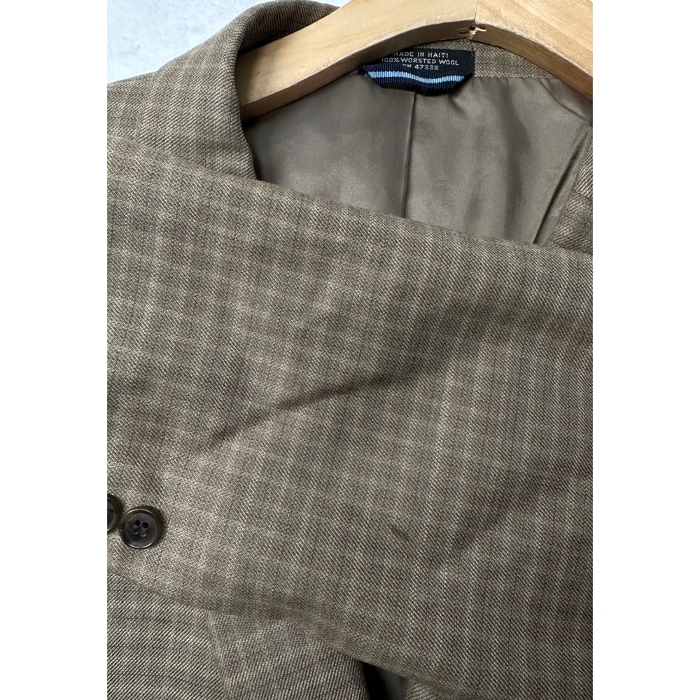 Tommy Hilfiger Mens Brown Plaid Wool Blazer Sport Coat Size 44L - Picture 6 of 8